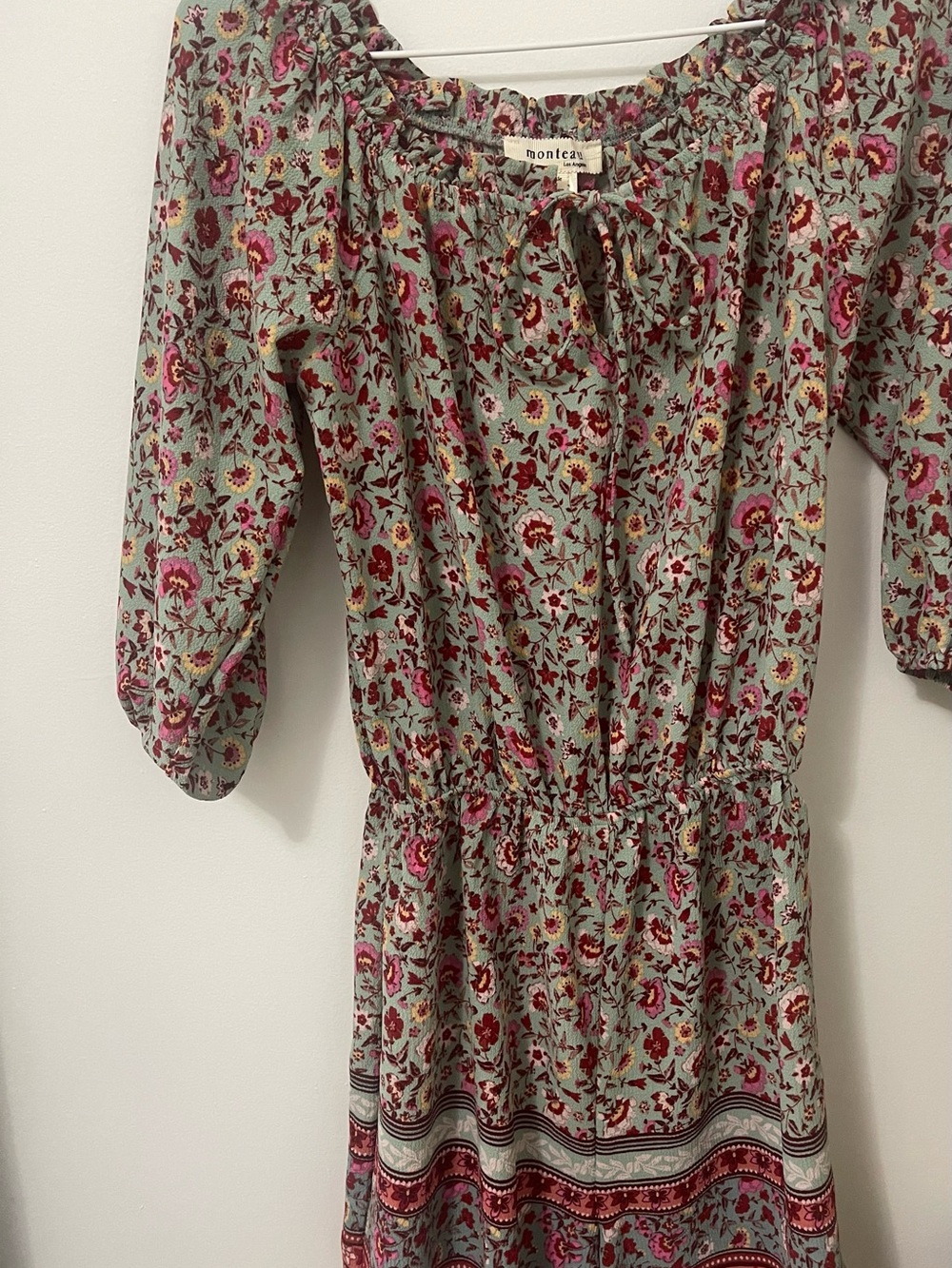 Monteau Floral romper in Sage and Pink